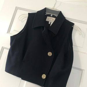 Armani Navy Cropped Wool Vest - Medium